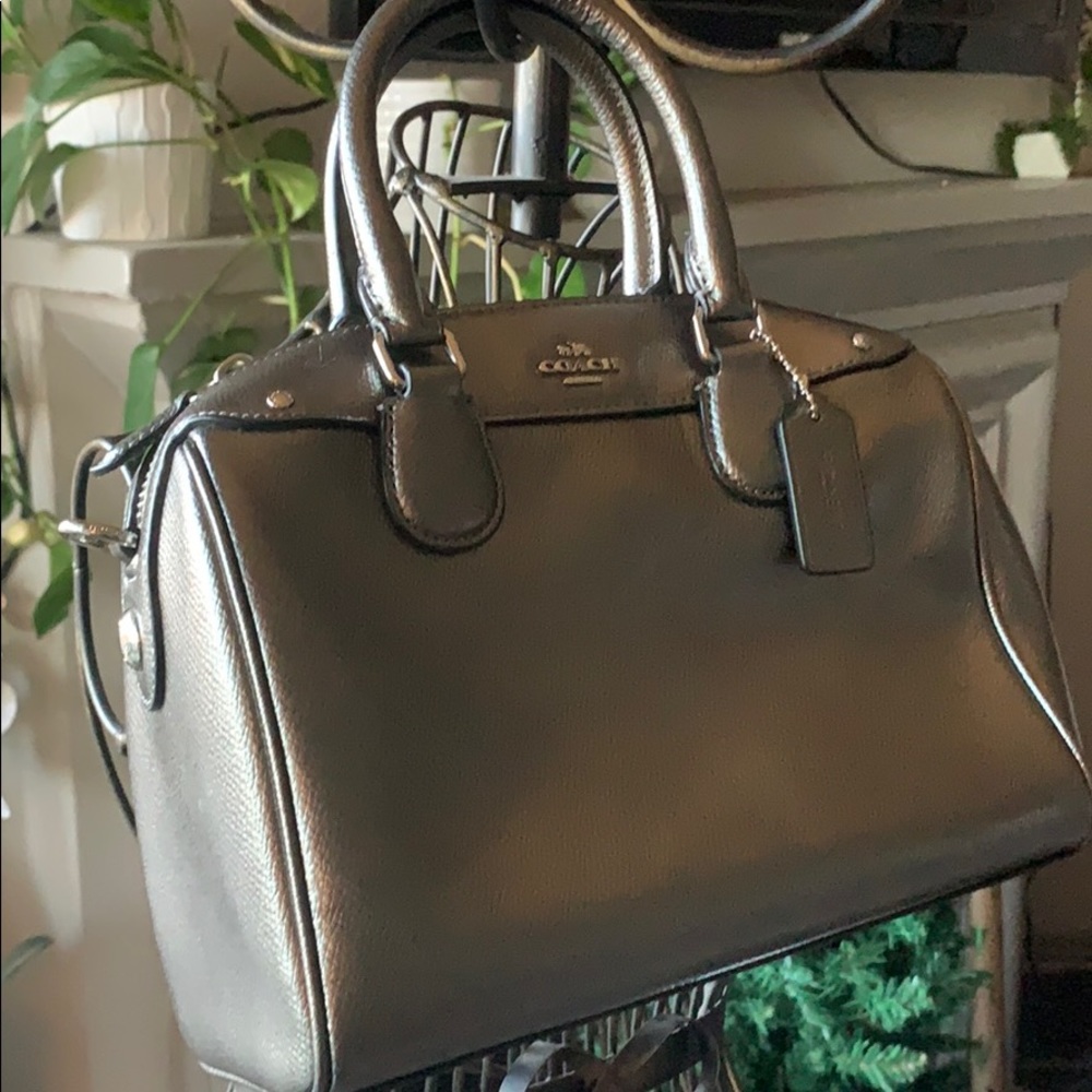 Authentic Coach Metallic  Silver Catchall Purse